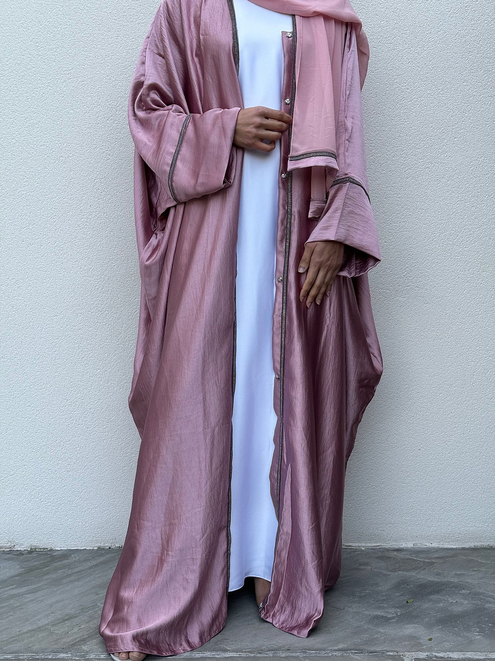 Thumbnail: Haya Open Butterfly Abaya with inner belt