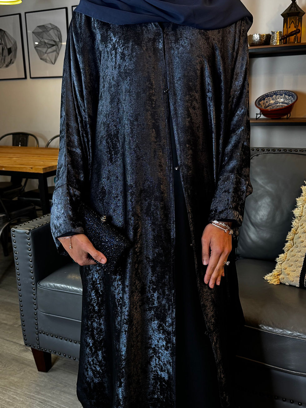 Thumbnail: Maryam Amirati  Matallic 3 Piece Butterfly Abaya Set 