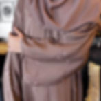 Thumbnail: PureAbayas Safa Open Abaya with Buttons in Black or Brown with All-Over