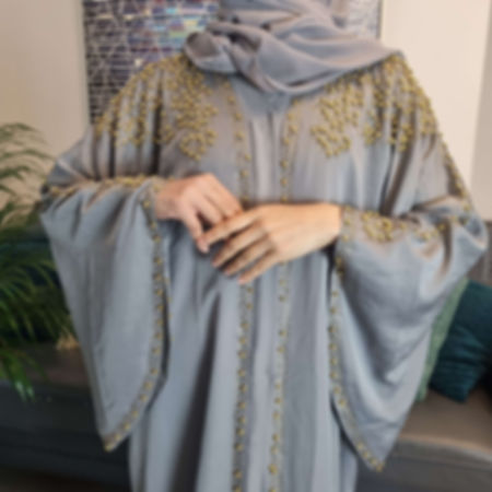 Grey Butterfly Occasion Abaya 