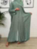 Thumbnail: Khaleeji Luxury Butterfly Open Satin Abaya with Hijab