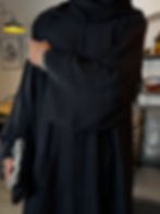 Thumbnail: PureAbayas Safa Open Abaya with Buttons in Black or Brown with All-Over