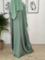 Thumbnail: Khaleeji Luxury Butterfly Open Satin Abaya with Hijab