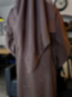 Thumbnail: PureAbayas Safa Open Abaya with Buttons in Black or Brown with All-Over
