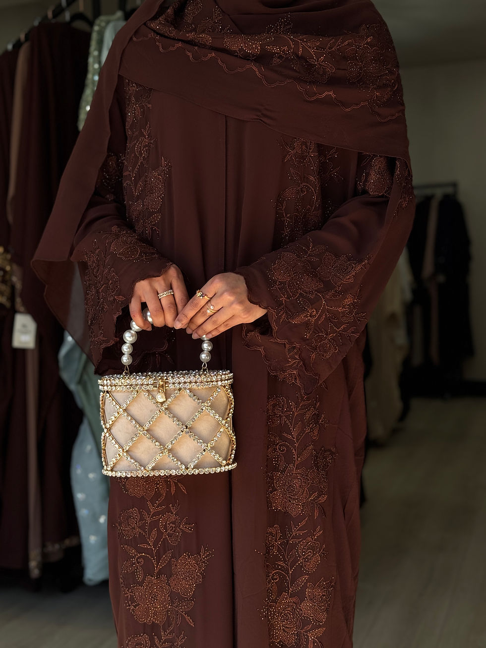 Thumbnail:  Layali Luxury Chiffon 4 piece Abaya Set with Inner slip  and Matching Hijab 