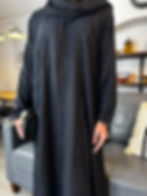 Thumbnail: PureAbayas Safa Open Abaya with Buttons in Black or Brown with All-Over