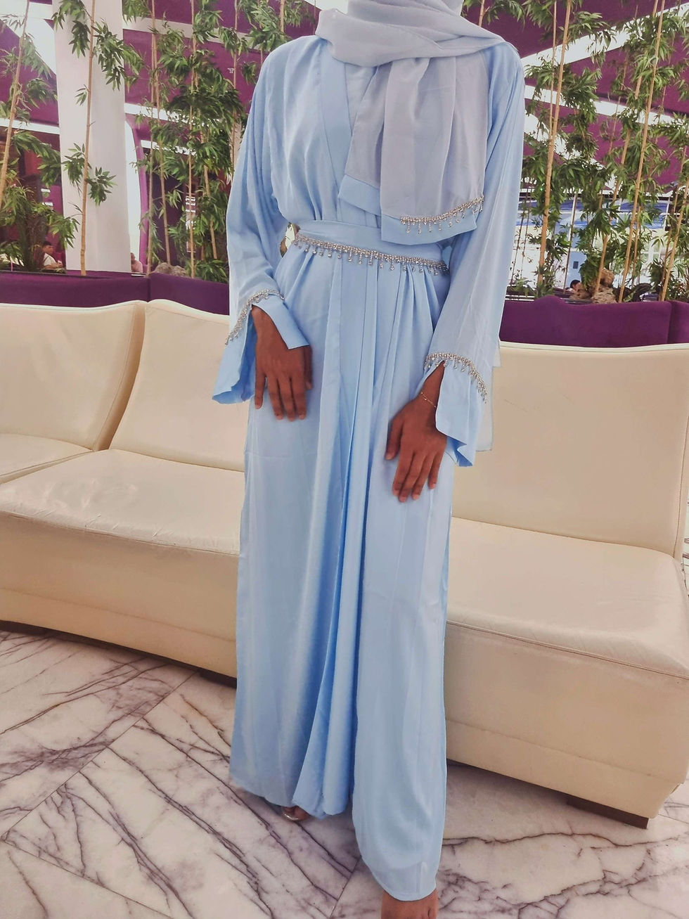 Thumbnail: Elsa 4 Piece Satin Abaya Set 