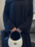 Thumbnail: PureAbayas Bella Abaya - Handcrafted Double Chiffon Open Abaya with Heavy