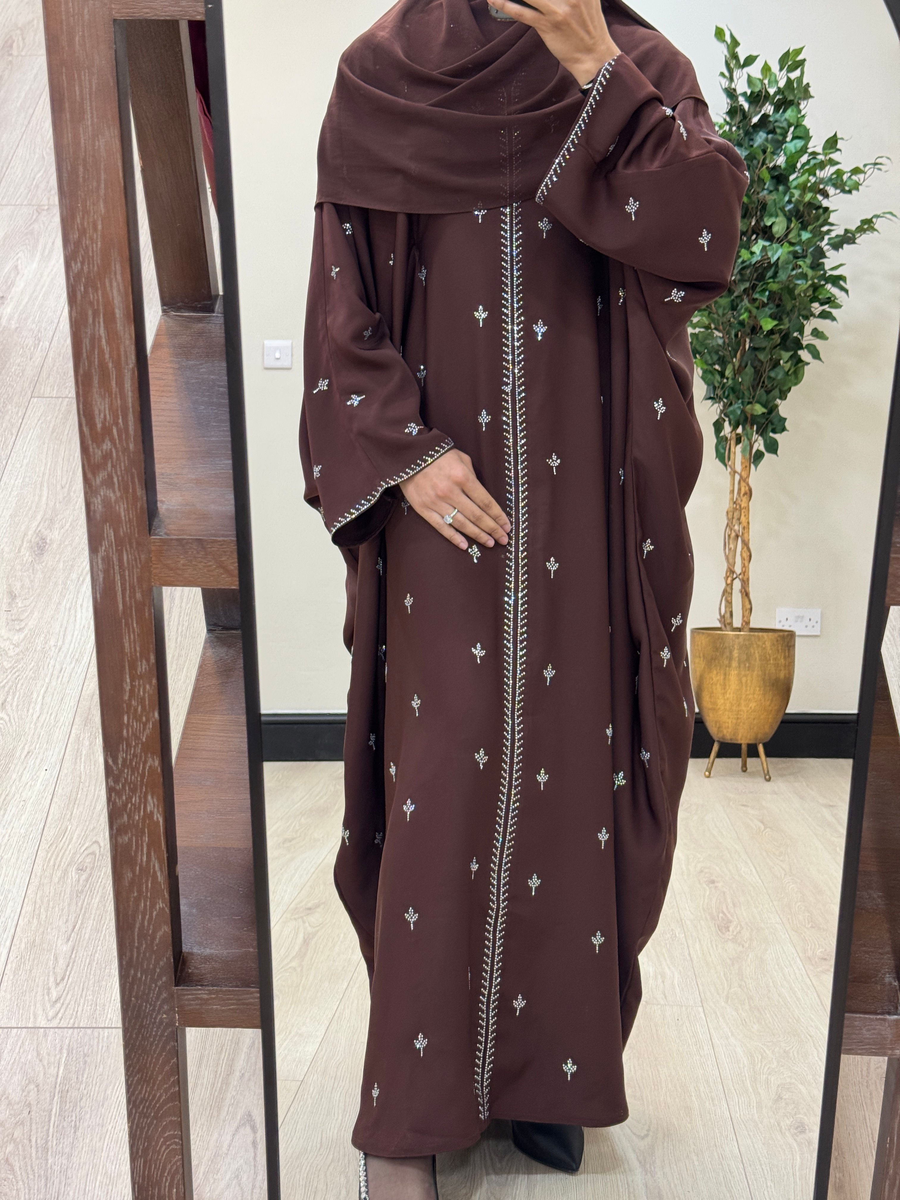 Amara Butterfly Abaya with inner Belt and Hijab