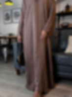Thumbnail: PureAbayas Safa Open Abaya with Buttons in Black or Brown with All-Over