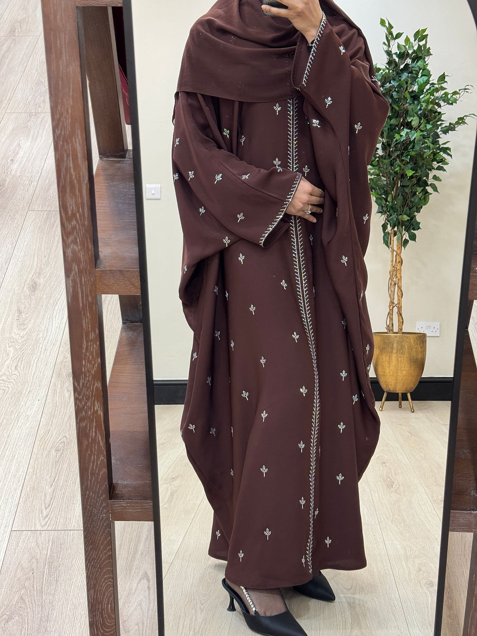 Thumbnail: Amara Butterfly Abaya with inner Belt and Hijab