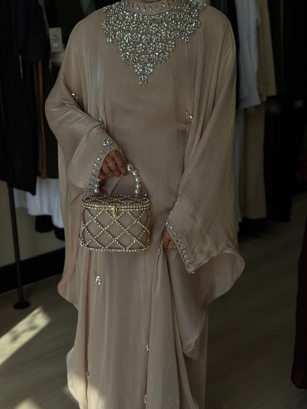 Thumbnail: Doha Luxury Abaya - High Neck Embellished Stones