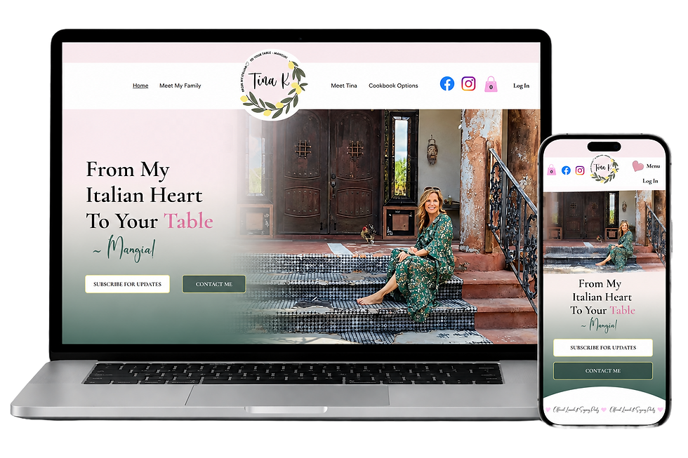 Tina K Life website mockup on a laptop and mobile phone