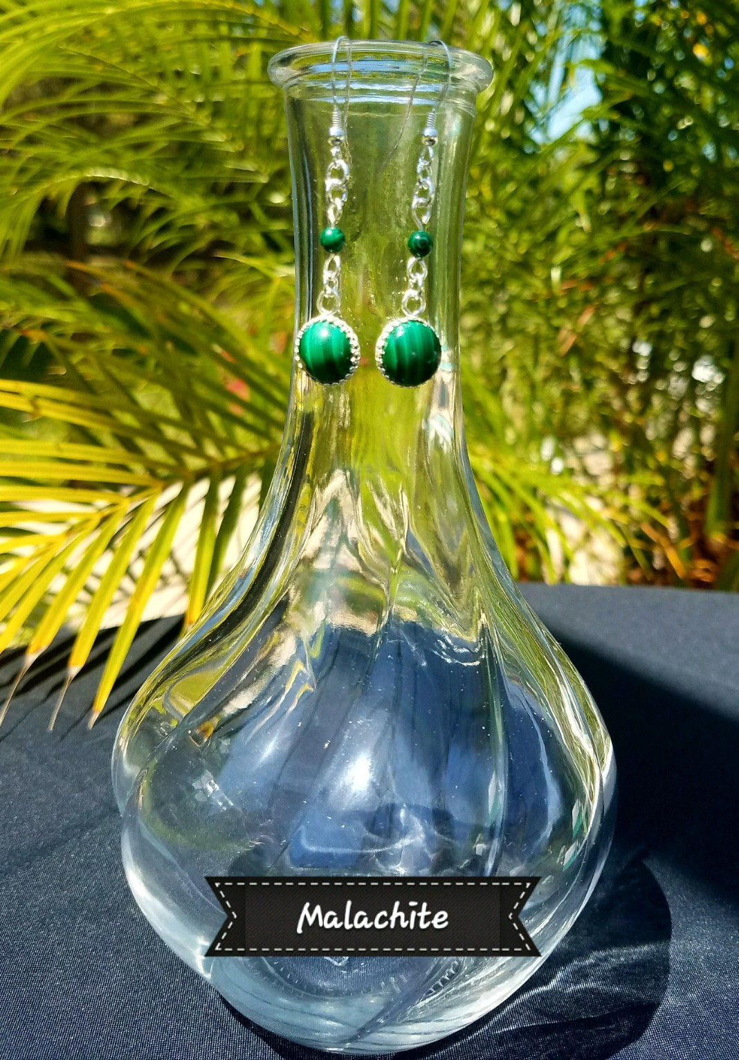 Malachite or Blue Goldstone Earrings