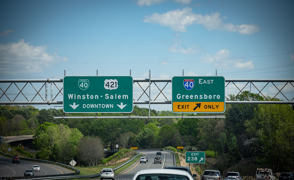 Interstate overhead signs for Winston-Salem and Greensboro