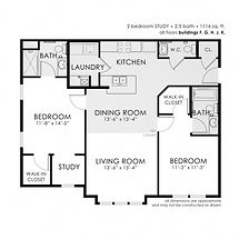 2 bedroom study floor plan