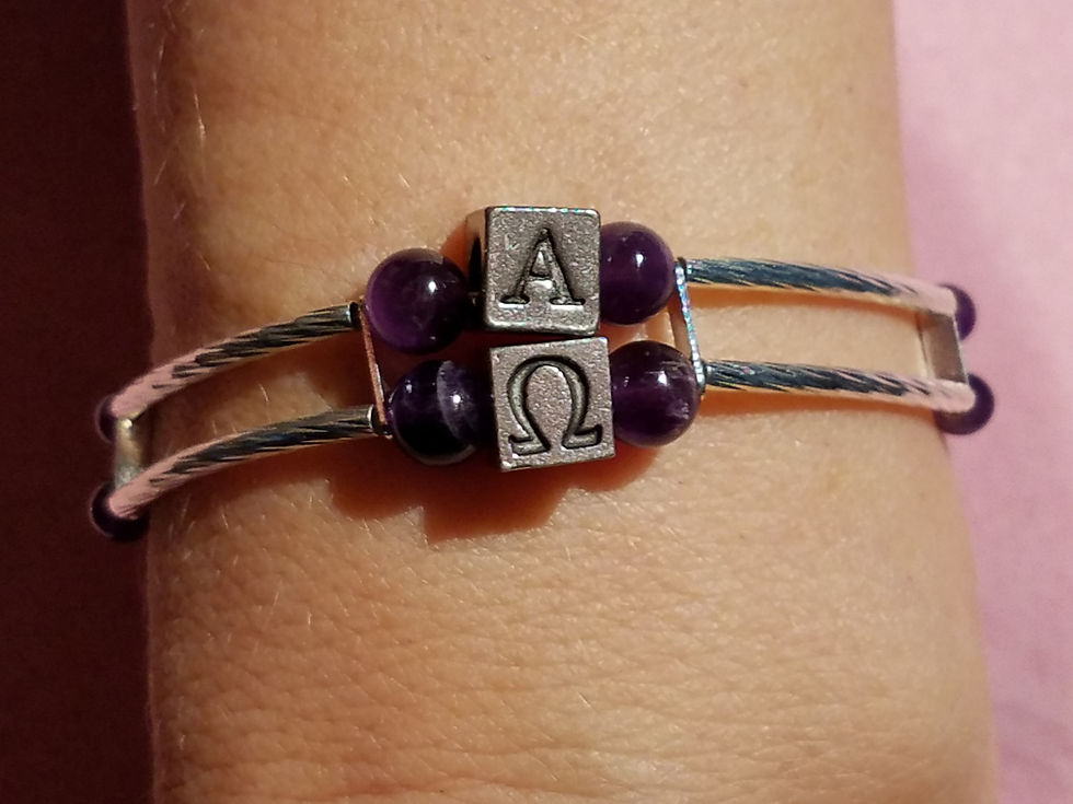Thumbnail: Amethyst Gemstone/Alpha & Omega Bracelet