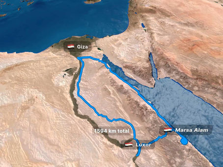 Map of self driving route in Egypt