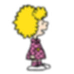 a girl with big, curly yellow hair wearing a pink outfit and white shoes