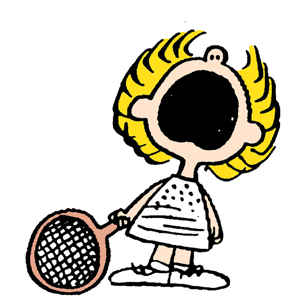 a girl with yellow hair screaming while holding a tennis racket