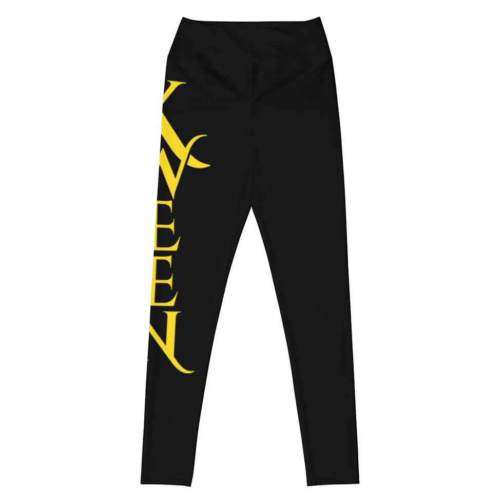 Thumbnail: The Royalty Series : KWEEN Regal Yoga Leggings in Black w/ Gold Lettering