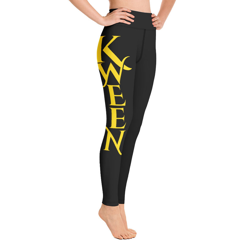 Thumbnail: The Royalty Series : KWEEN Regal Yoga Leggings in Black w/ Gold Lettering