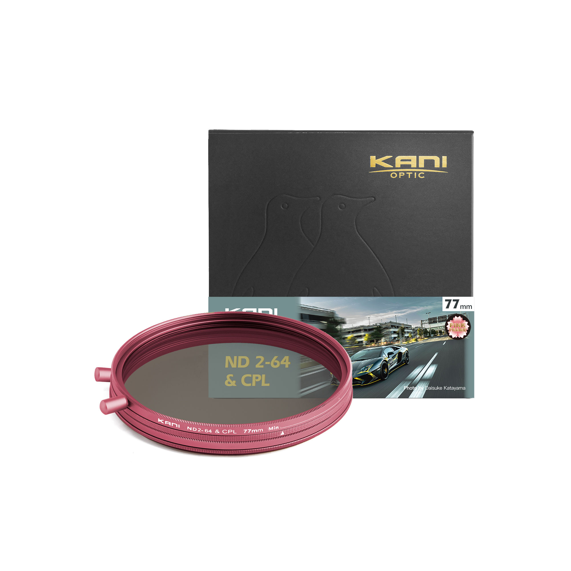 ND2-64+CPL 77mm Pink Frame