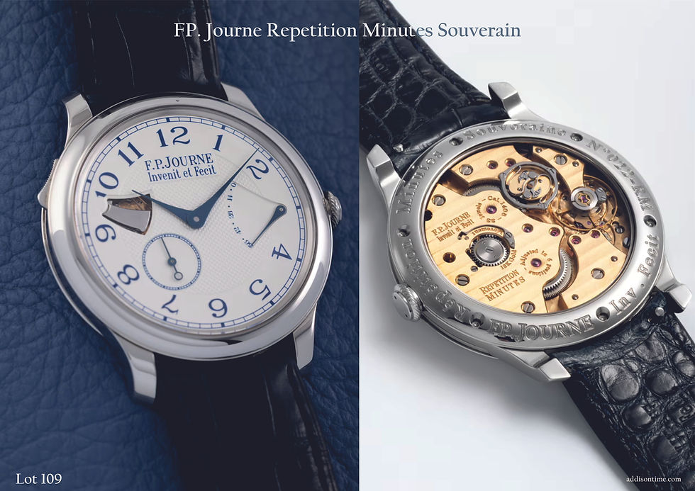Lot 109, Franҫois Paul Journe, Répétition Souveraine in a steel case with an 18 karat gold movement, est. € 400-800 k, ca. 2011, ©MLG