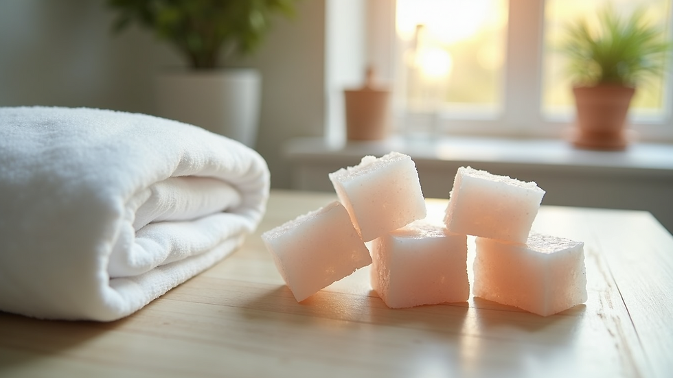 High angle view of natural salt blocks used in therapy