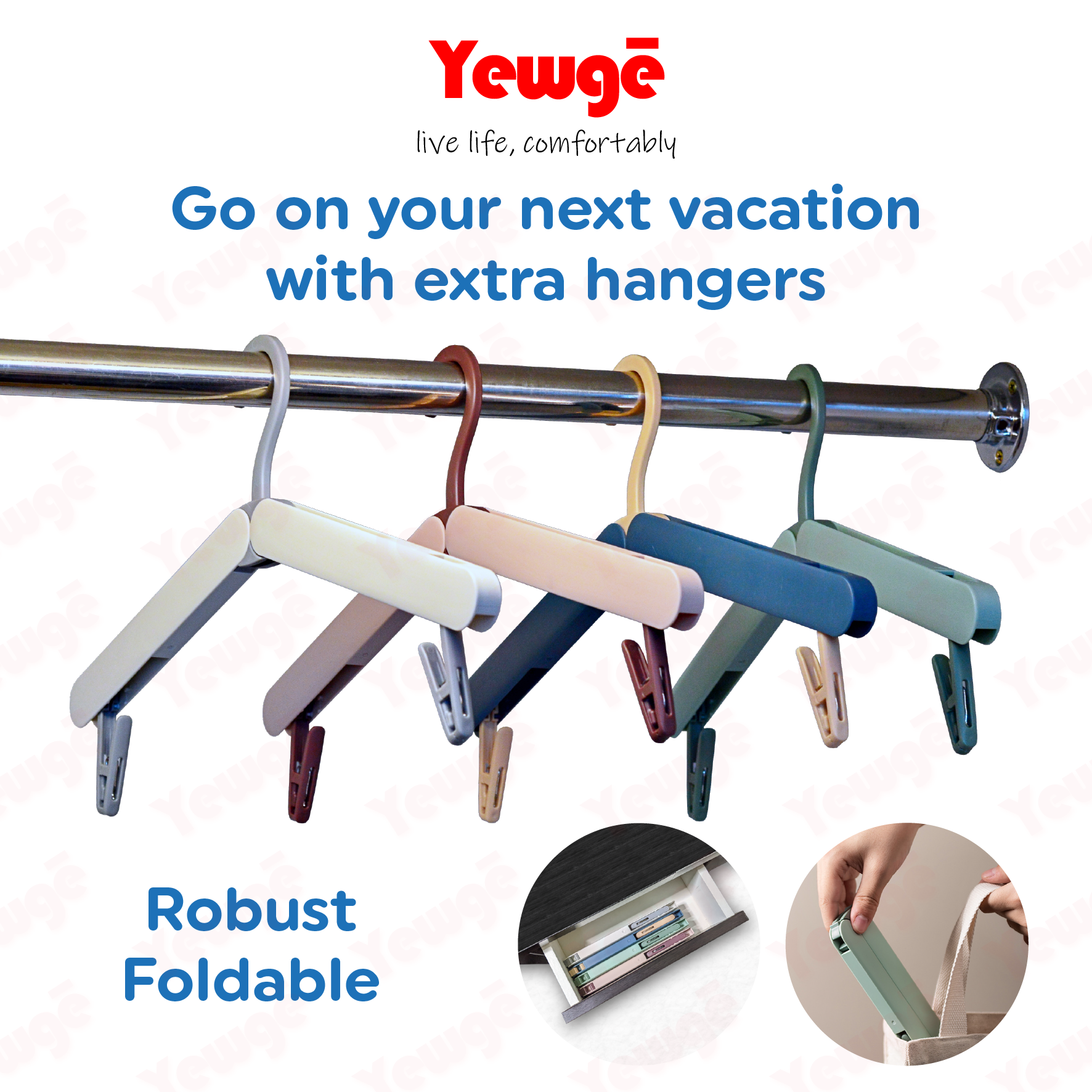 Robust Foldable Clothes Hanger with Clips