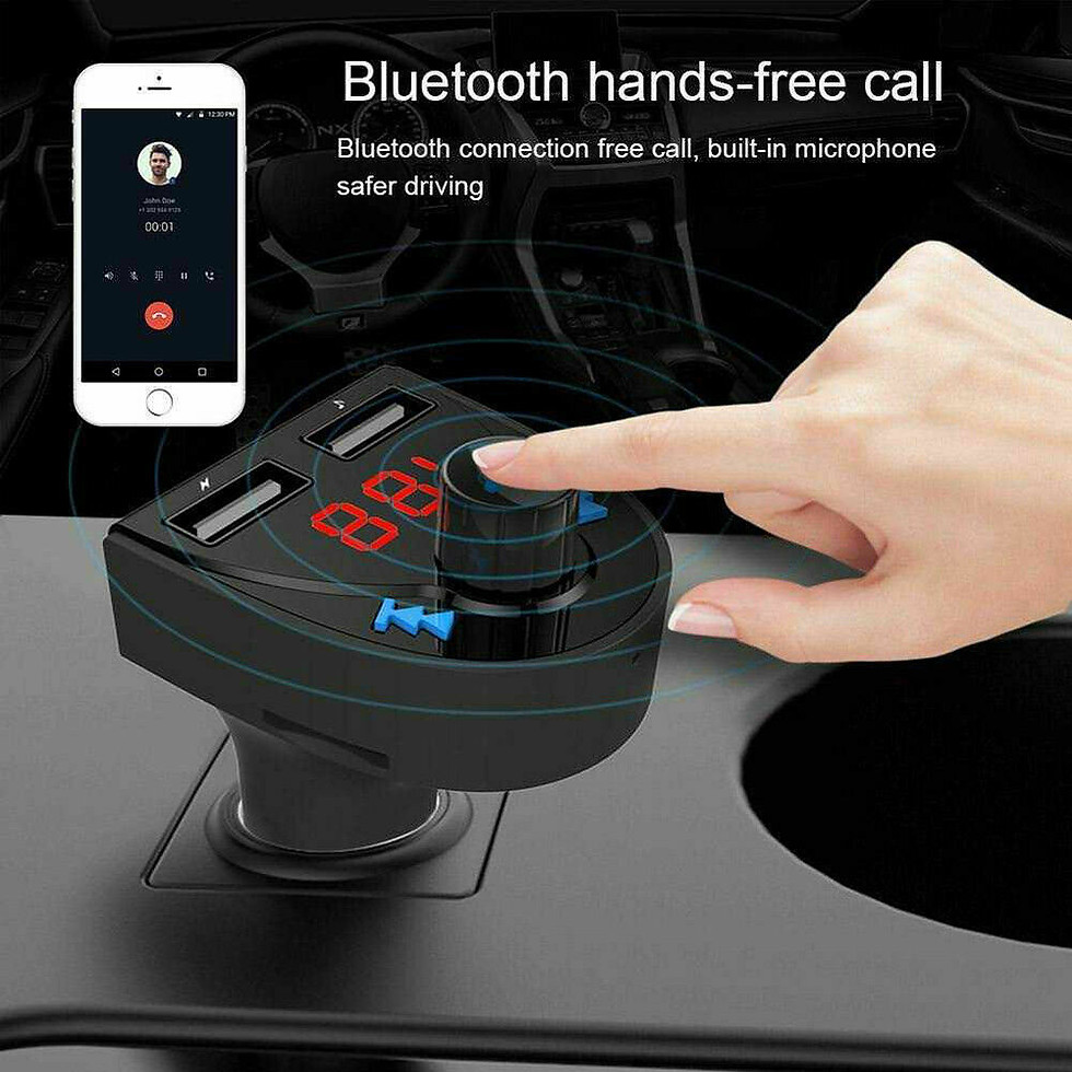 Thumbnail: HK201 Bluetooth Hands-free Car Kit FM Transmitter MP3 Player 2-Port USB Charger