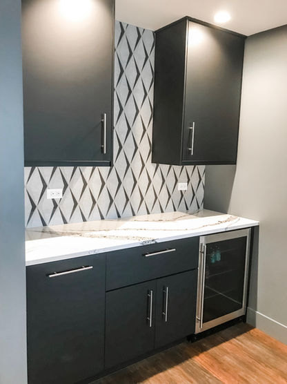 Remodeled Basement. Dry Bar. Cambria. TileBar