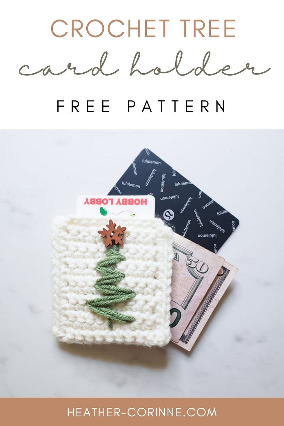 Pinterest Pin for the Crochet Christmas Tree Gift Card Holder