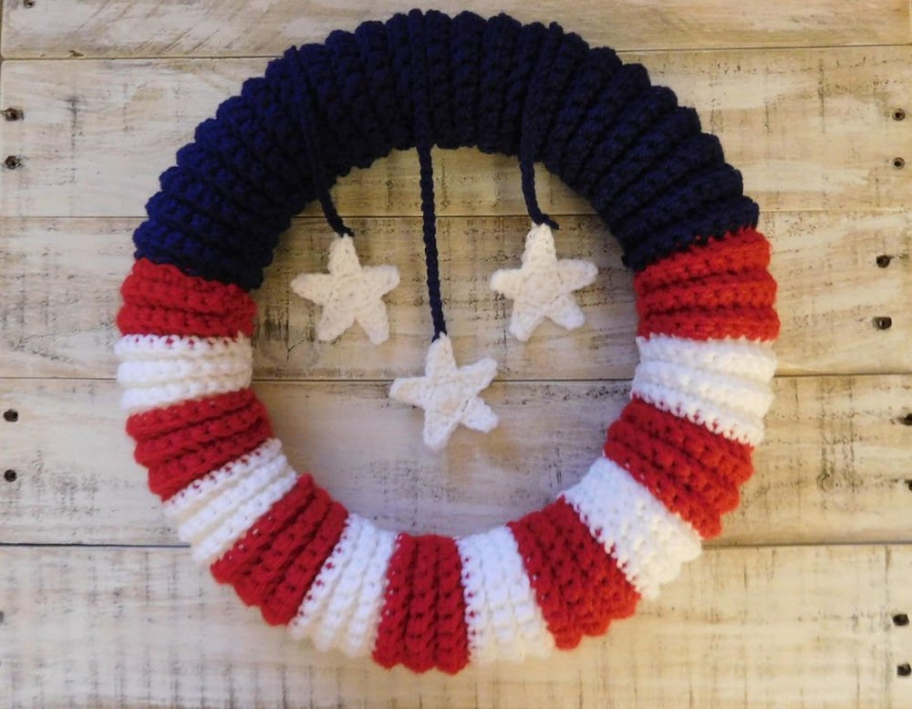 American Flag Wreath Free Crochet Pattern