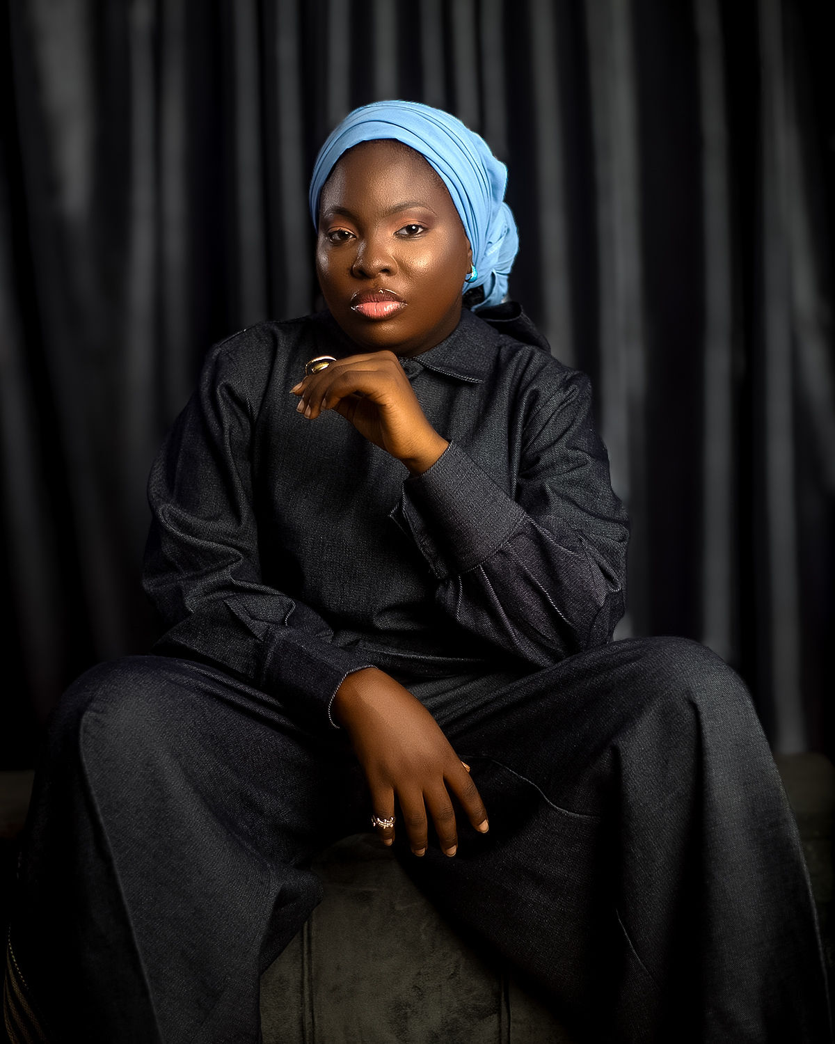 2 pc Woven Asooke & Denim Top & Pants | Zero Waste African Clothes