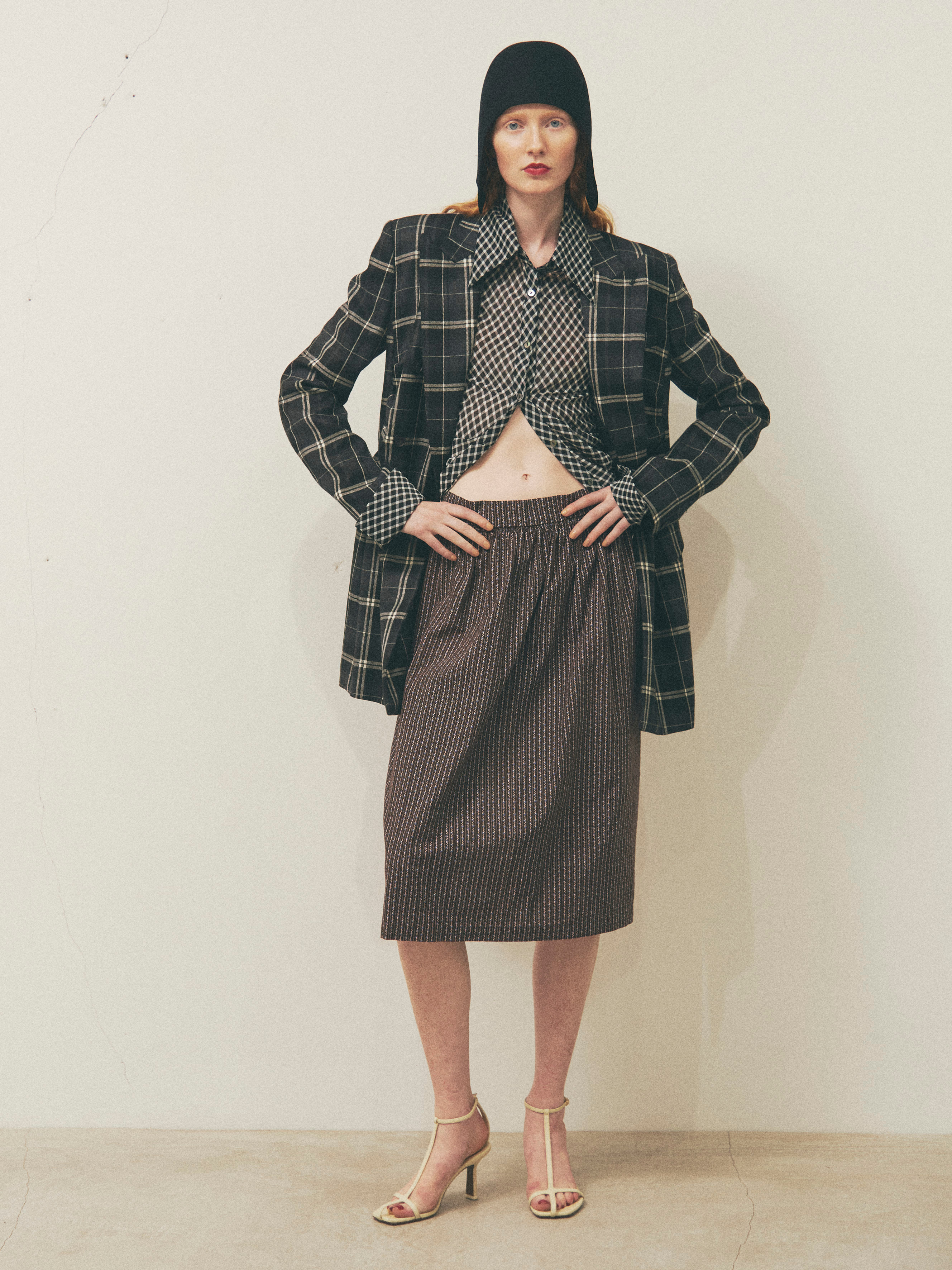 Justonlylimited Brown×Blueflower Harf Skirt