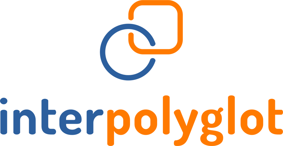 Nuevo logo de InterPolyglot. Un círculo azul (organismo) y un rectángulo naranja (estímulo) entrelazados, simbolizando el campo interconductual propuesto por J. R. Kantor.