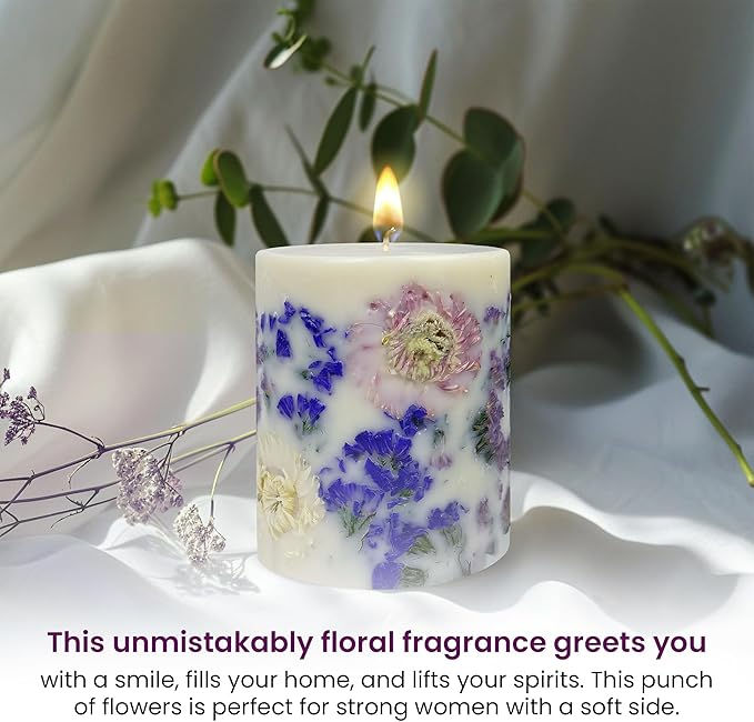 縮圖：Botanical Scented Pillar Candle - Tropical Rare Flower Fragrance Candles Gifts 