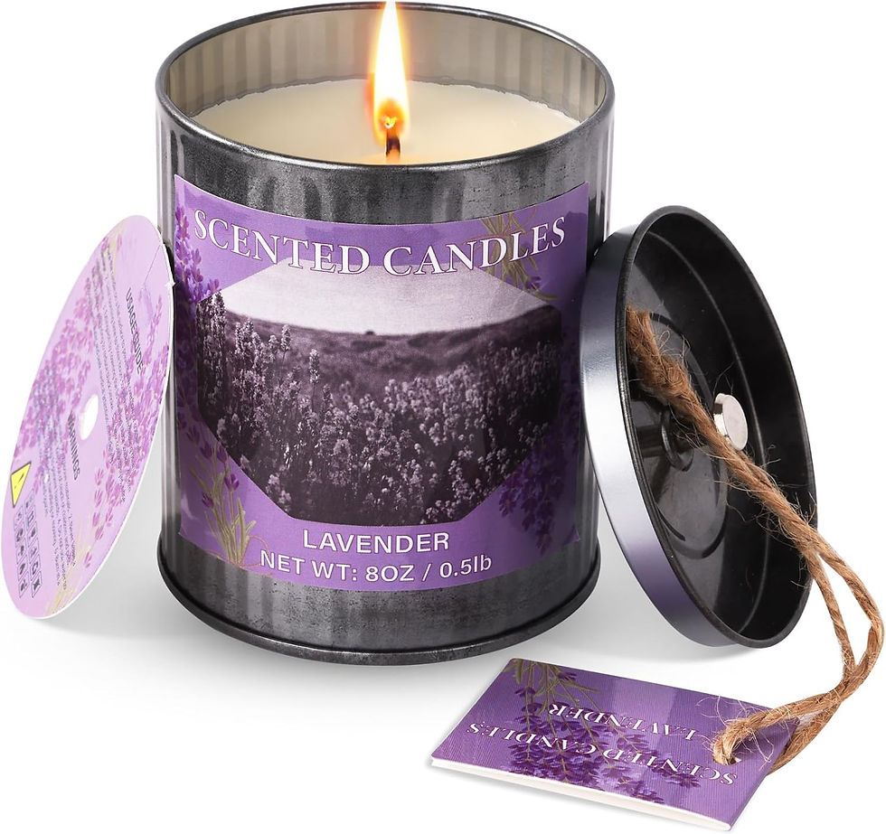 縮圖：CUKIY 8oz Lavender Soy Scented Candle 50H Burn Aromatherapy Gift Box