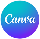 Canva cursive, circular logo.