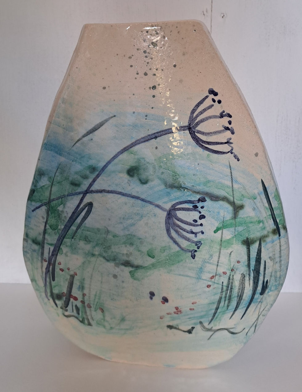 Julie Ward ceramic pottery vase nature flowers stoneware art landscape