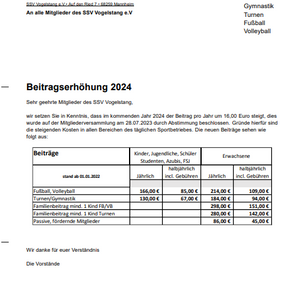 Beitragserhöhung 2024