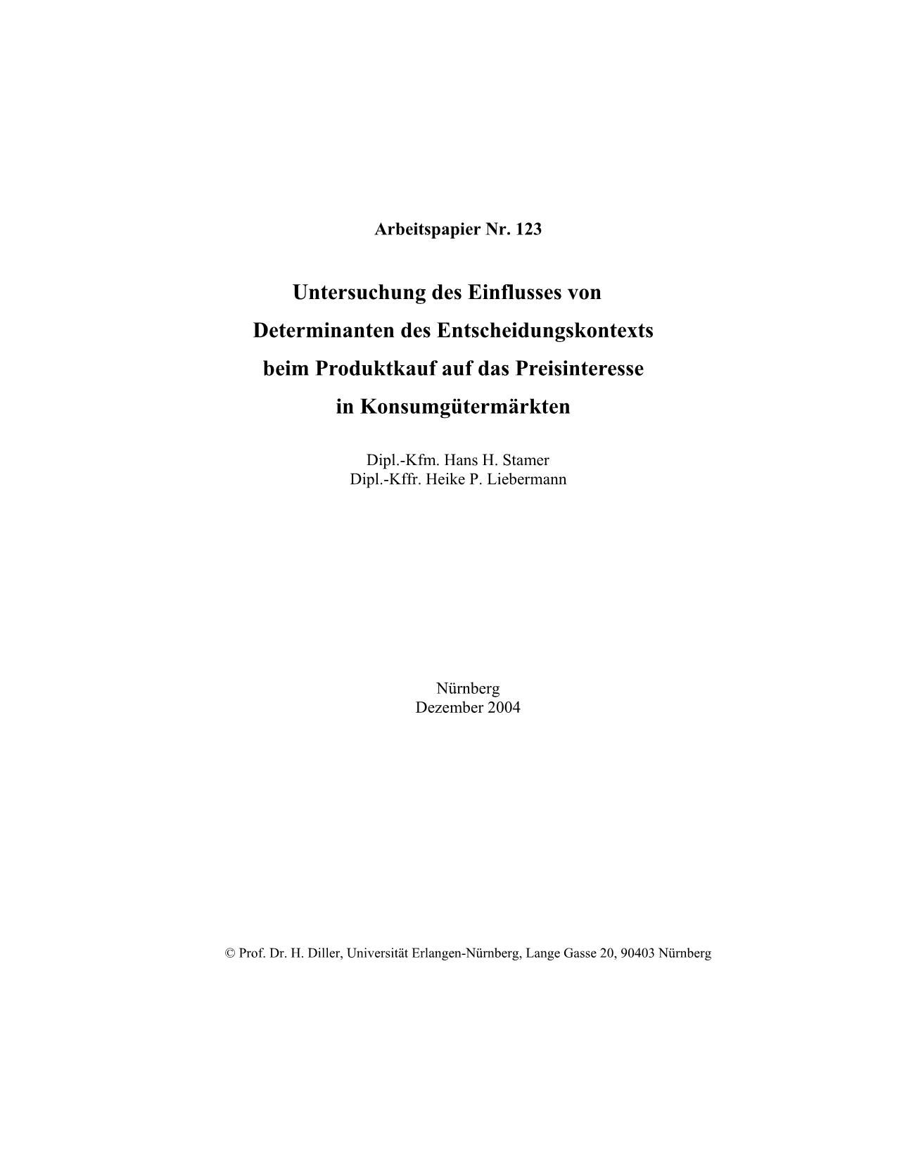 Untersuchung des Einflusses von Determinanten des Entscheidungskontexts beim Pro