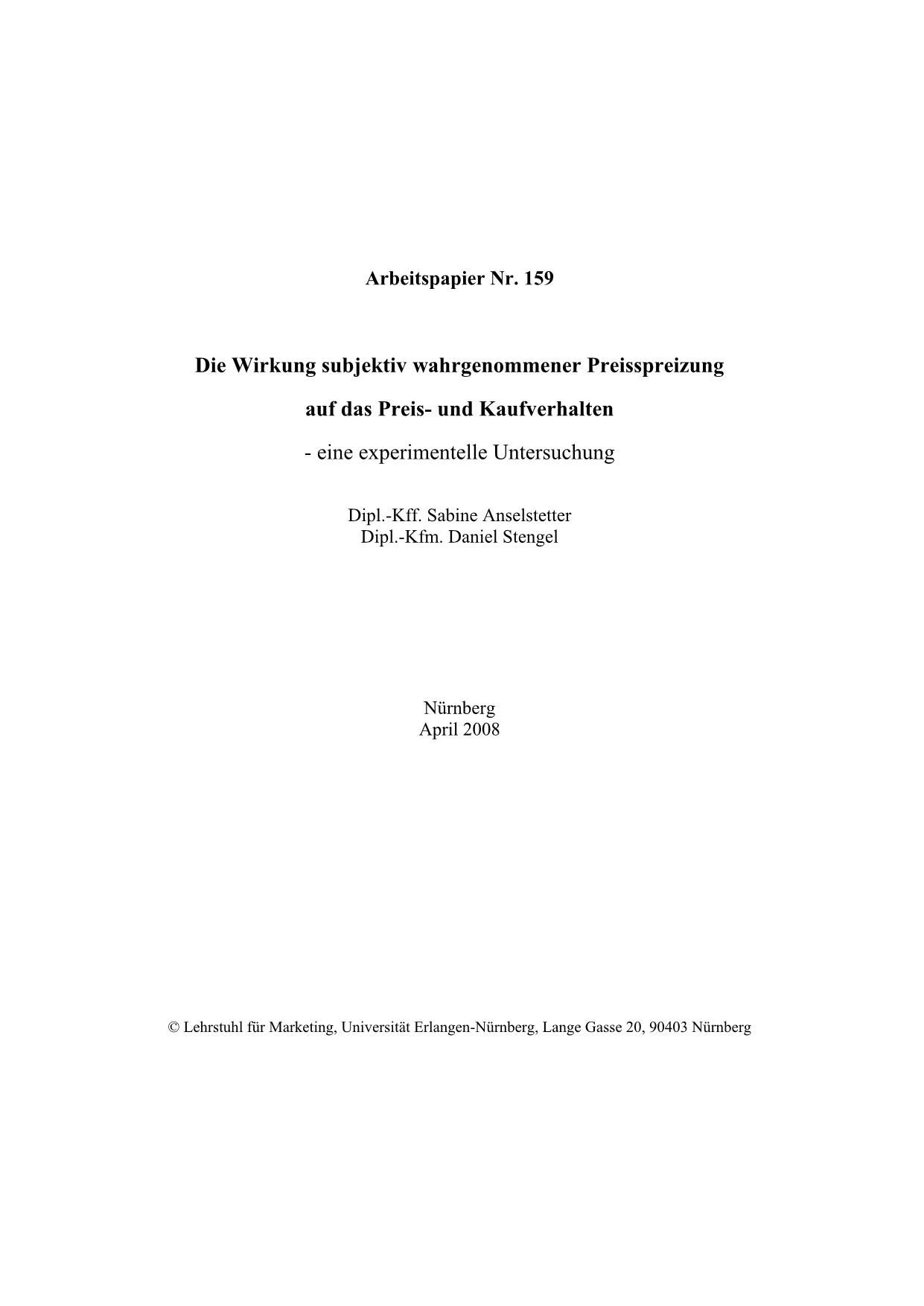 Die Wirkung subjektiv wahrgenommener Preisspreizung