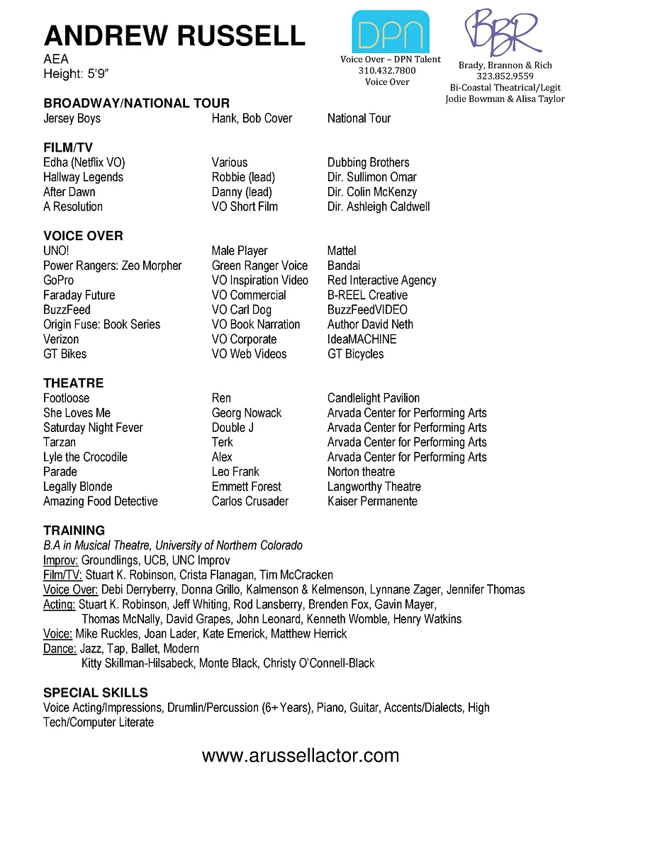 resume united states arussellactor