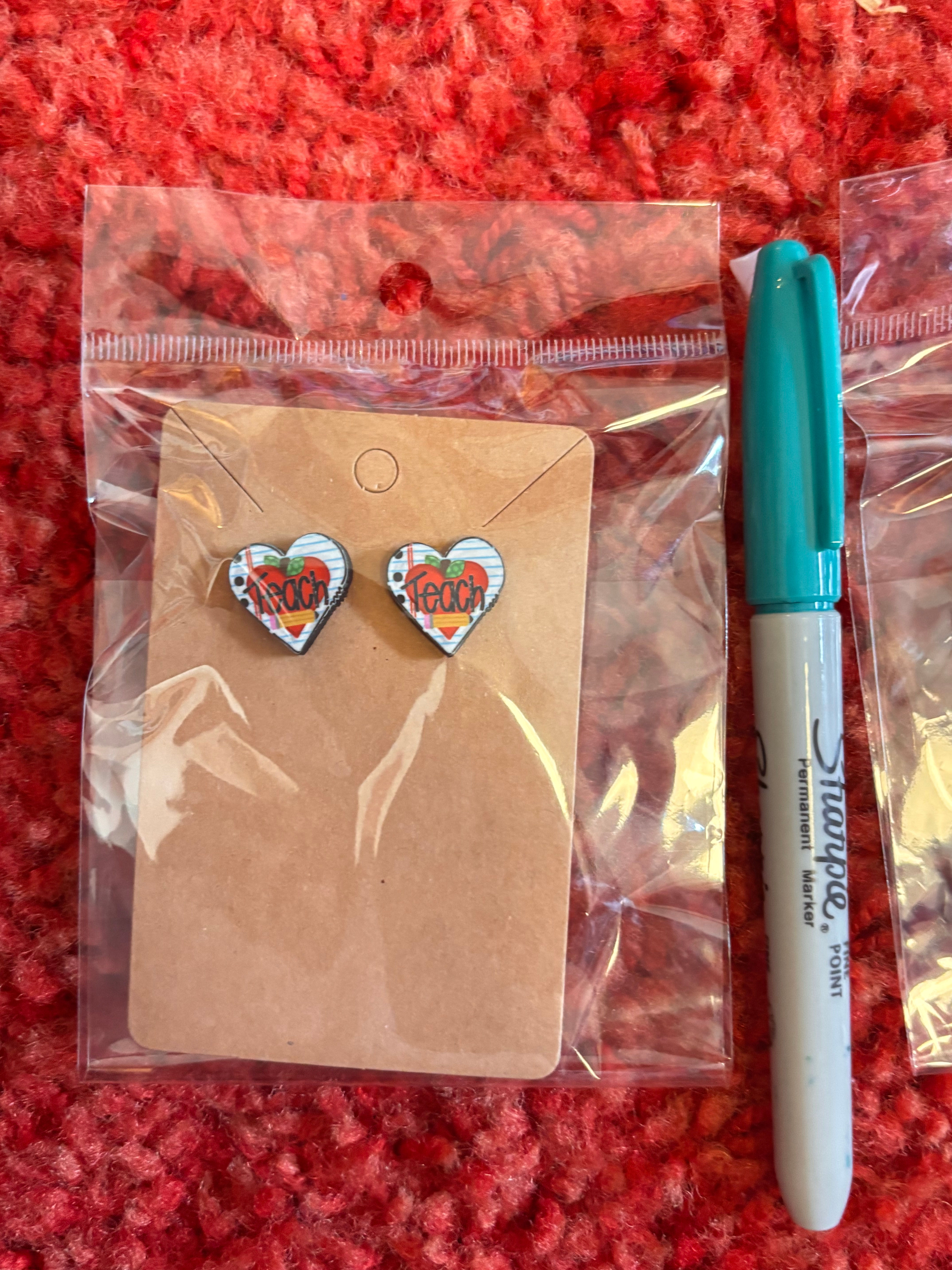 Teach Heart Studs