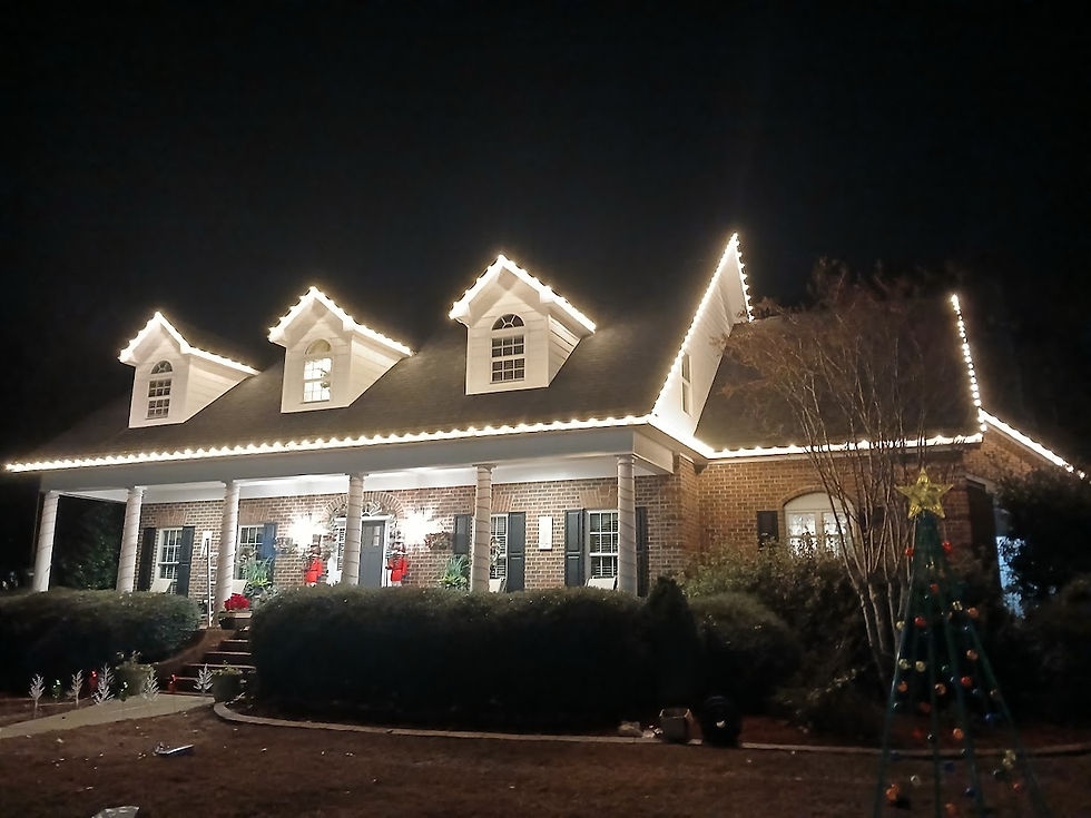Warm-White Christmas Lights By Hydro Force Pressure Washing, Completed In Sneads Ferry, NC.