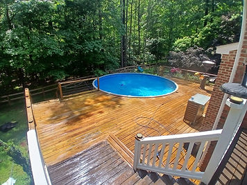 A Large Pool Deck Staining Project Completed by Hydro Force Pressure Washing