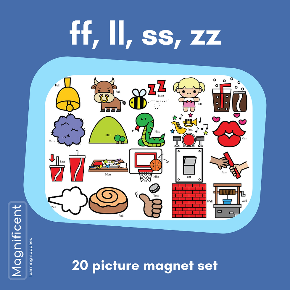 ff, ll, ss, zz picture magnets | Magnificent Learning