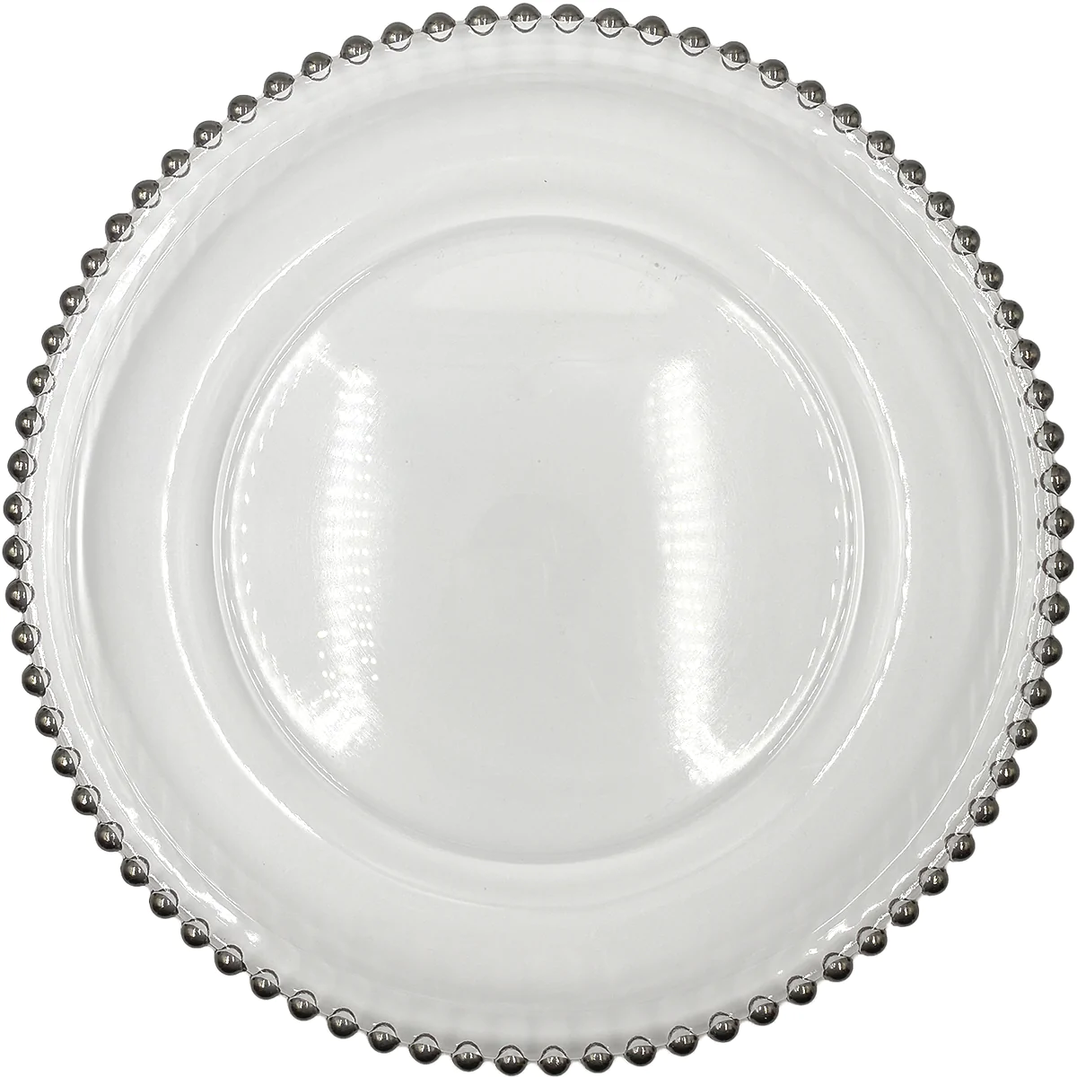 Silver Beaded Glass Charger
